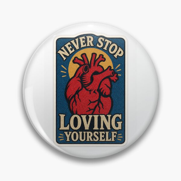 Item preview, Never Stop Loving Yourself Anatomical Heart Motivational Sticker designed and sold by CosmoMerchStore.