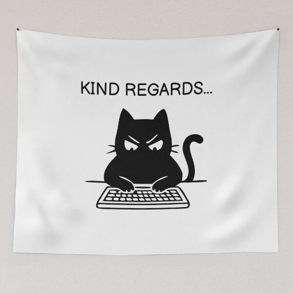 Item preview, Kinds Regards... Funny Black Cat Sticker designed and sold by FUEGO & NOX.
