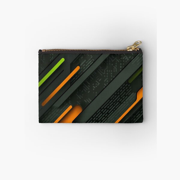 Item preview, Futuristic Cyberpunk Tech Pattern Neon Orange and Green Circuit Geometric Print designed and sold by LYAN-STORE.