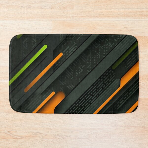 Item preview, Futuristic Cyberpunk Tech Pattern Neon Orange and Green Circuit Geometric Print designed and sold by LYAN-STORE.