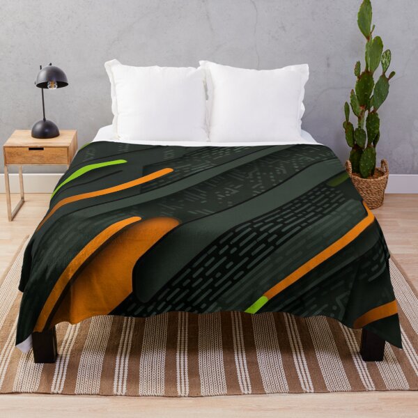 Item preview, Futuristic Cyberpunk Tech Pattern Neon Orange and Green Circuit Geometric Print designed and sold by LYAN-STORE.