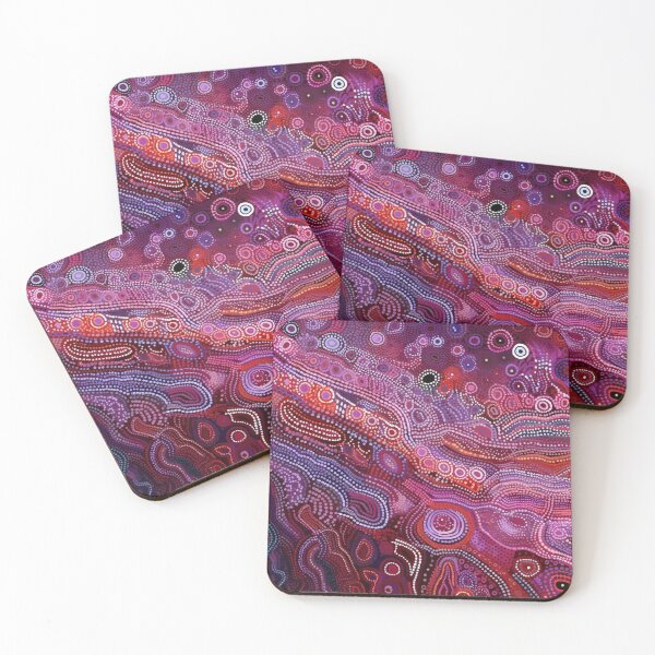 Item preview, Aboriginal Inspired Dot Art - Magenta Pink Crimson Abstract Pattern designed and sold by GrinGalore.
