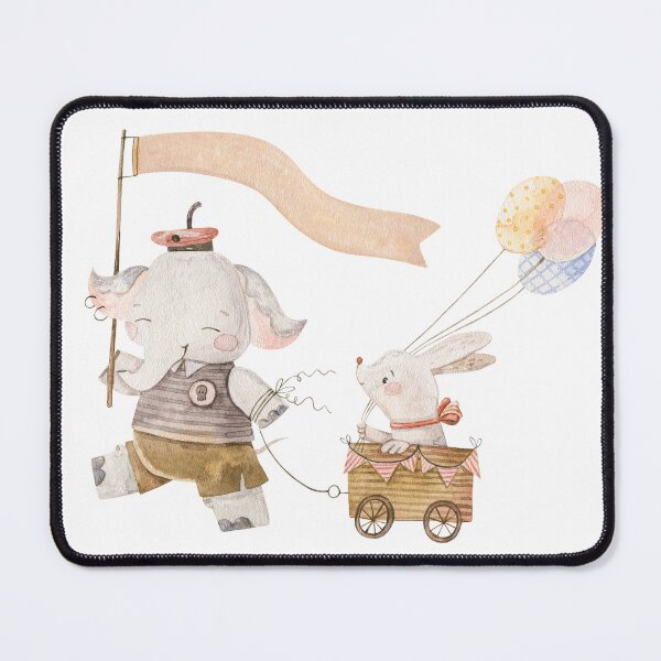 Item preview, Cute Elephant Pulling Bunny In Wooden Cart designed and sold by the-myro.