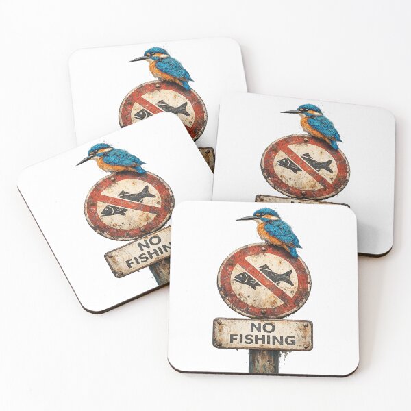 Item preview, kingfisher on no fishing sign designed and sold by alcame-photo.