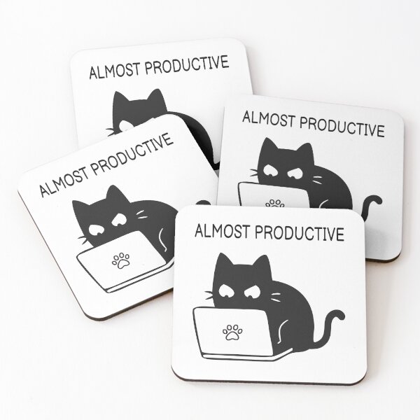 Item preview, Almost Productive Funny Black Cat Sticker designed and sold by FUEGO & NOX.