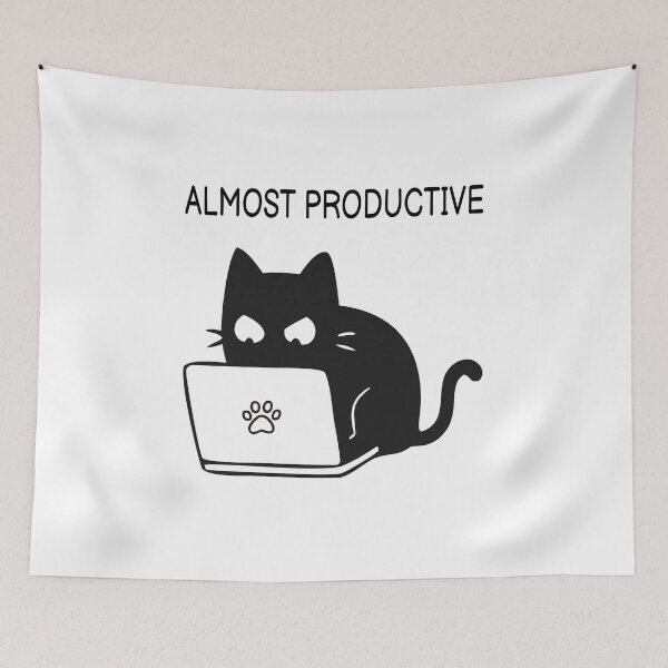 Item preview, Almost Productive Funny Black Cat Sticker designed and sold by FUEGO & NOX.