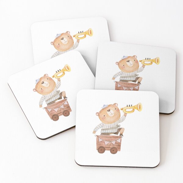 Item preview, Cute Bear Playing Trumpet In Wooden Cart designed and sold by the-myro.