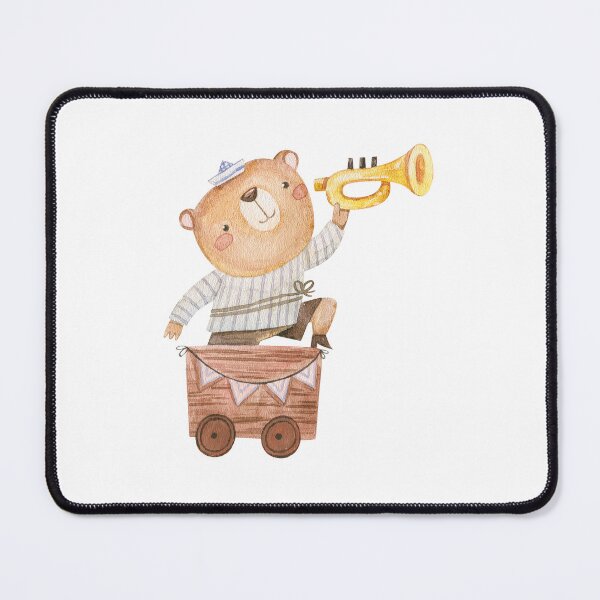 Item preview, Cute Bear Playing Trumpet In Wooden Cart designed and sold by the-myro.
