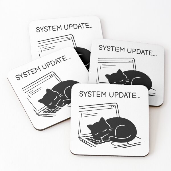 Item preview, System Update... Funny Black Cat Sticker designed and sold by FUEGO & NOX.