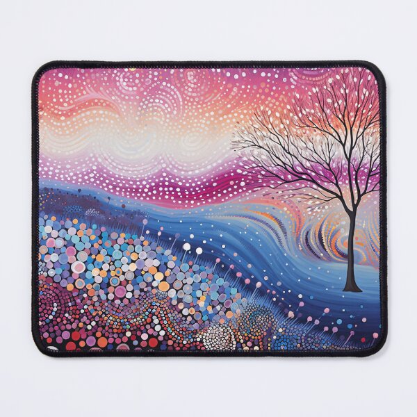 Item preview, Aboriginal Inspired Dot Art - Sunset Tree Landscape Dreamy Ombre Pointillism designed and sold by GrinGalore.