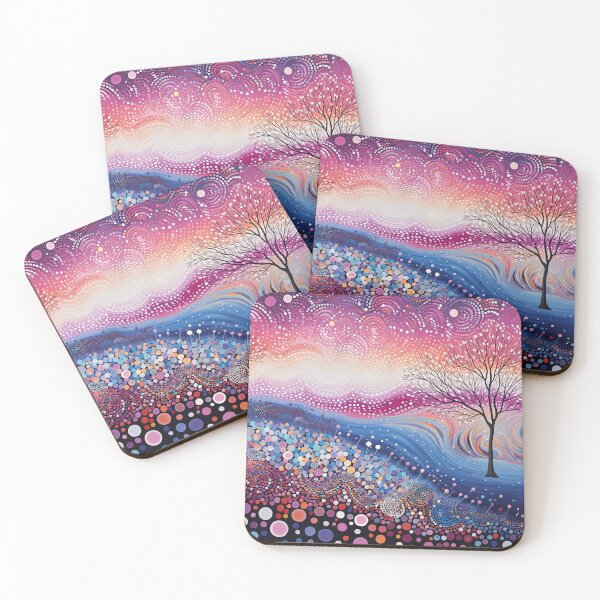 Item preview, Aboriginal Inspired Dot Art - Sunset Tree Landscape Dreamy Ombre Pointillism designed and sold by GrinGalore.