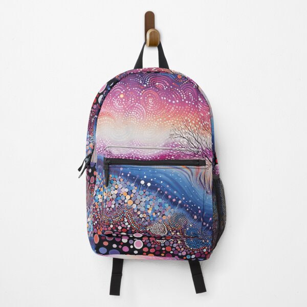 Item preview, Aboriginal Inspired Dot Art - Sunset Tree Landscape Dreamy Ombre Pointillism designed and sold by GrinGalore.