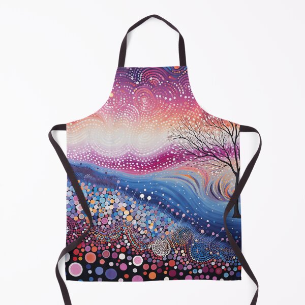 Item preview, Aboriginal Inspired Dot Art - Sunset Tree Landscape Dreamy Ombre Pointillism designed and sold by GrinGalore.