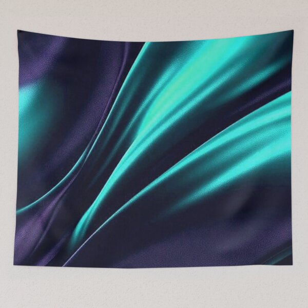 Item preview, Liquid Teal and Dark Purple Silk Waves Luxury Satin Texture Pattern designed and sold by LYAN-STORE.