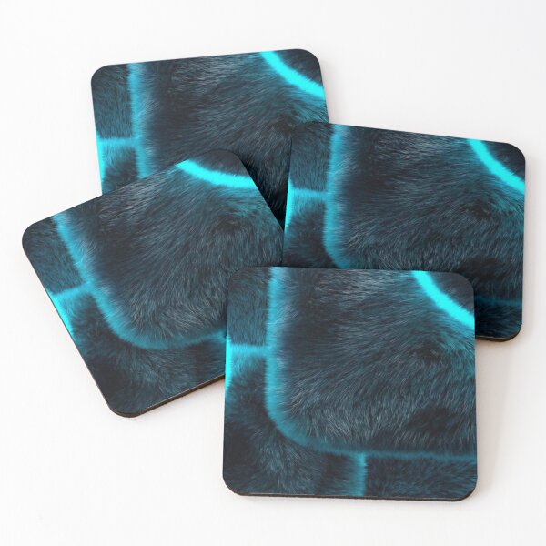 Item preview, Dark Blue Fur Neon Cyan Light Geometric Glowing Fluffy Texture Pattern designed and sold by LYAN-STORE.