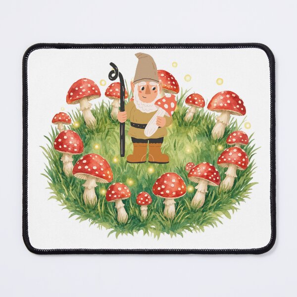 Item preview, Watercolor Forest Gnome - Magical Mushroom Fairy Ring Art designed and sold by Alexacarmen.
