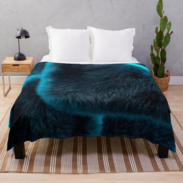 Item preview, Dark Blue Fur Neon Cyan Light Geometric Glowing Fluffy Texture Pattern designed and sold by LYAN-STORE.