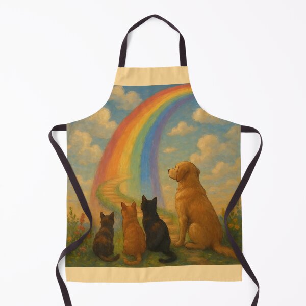 Item preview, Four Pets Watching Rainbow Path Hopeful Pet Art designed and sold by Sybille-Yates.
