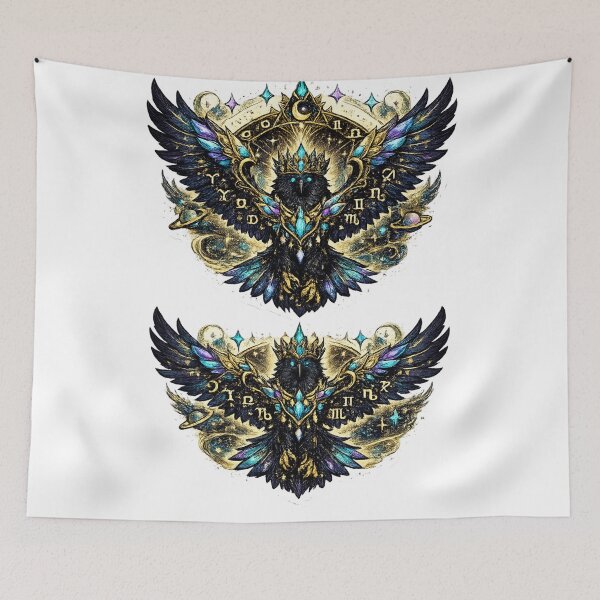 Item preview, Mystical Zodiac Raven Crown | Celestial Astrology Bird | Cosmic Gothic Fantasy Art designed and sold by irfanshikh.
