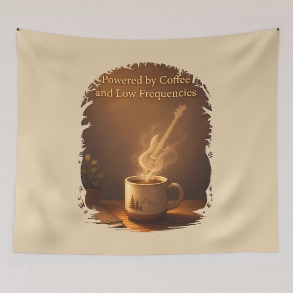 Item preview, Powered by Coffee and Low Frequencies   - Bass Player Humor designed and sold by Art-Arcade6.