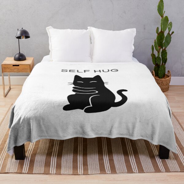 Item preview, Self Hug Funny Black Cat Sticker designed and sold by FUEGO & NOX.