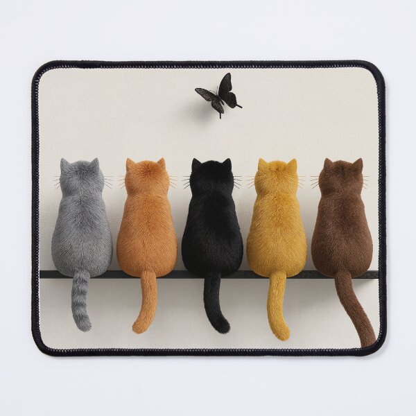 Item preview, Curious Cats Watching a Butterfly – Minimalist Cat Wall Art | Cute Cat Lover Print designed and sold by WishaArts.