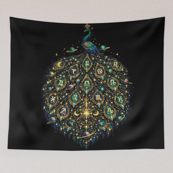 Item preview, Zodiac Peacock Galaxy | Celestial Astrology Bird | Mystical Cosmic Feather Art designed and sold by irfanshikh.