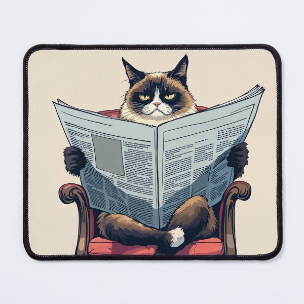 Item preview, Grumpy Cat Reading Newspaper | Funny Cat Art designed and sold by store52.