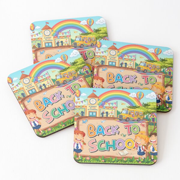 Item preview, Back to School with Happy Students, School Bus, and Academy Building designed and sold by HayaasBoutique.