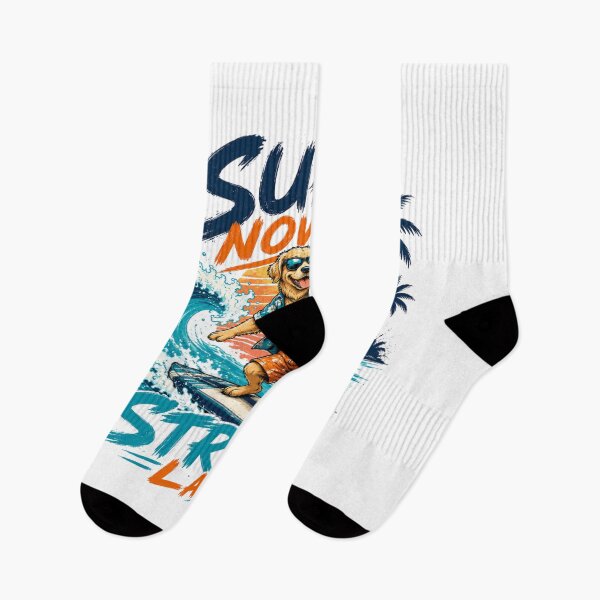 Item preview, Surf Now, Stress Later Surfing Dog T-Shirt – Funny Summer Beach Vibes Graphic Tee designed and sold by Artimax-Studio.