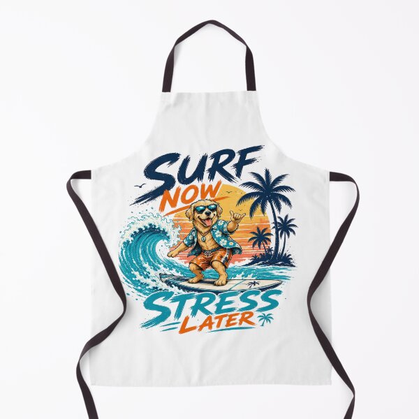 Item preview, Surf Now, Stress Later Surfing Dog T-Shirt – Funny Summer Beach Vibes Graphic Tee designed and sold by Artimax-Studio.