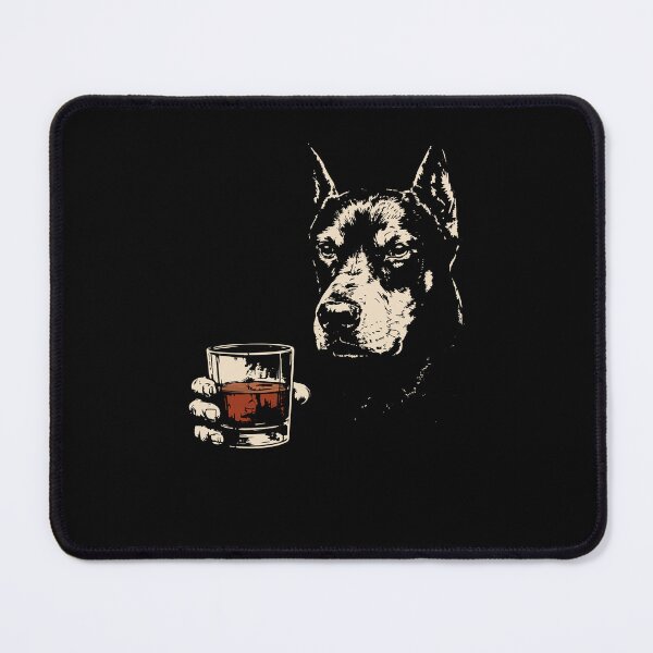 Item preview, Dobermann Drinking Whiskey Vintage Dog Meme designed and sold by Hedoraxe.