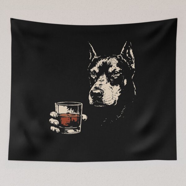 Item preview, Dobermann Drinking Whiskey Vintage Dog Meme designed and sold by Hedoraxe.