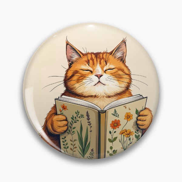Item preview, Cozy Orange Cat Reading Botanical Book Cottagecore Art designed and sold by store52.