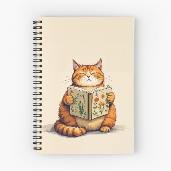 Item preview, Cozy Orange Cat Reading Botanical Book Cottagecore Art designed and sold by store52.