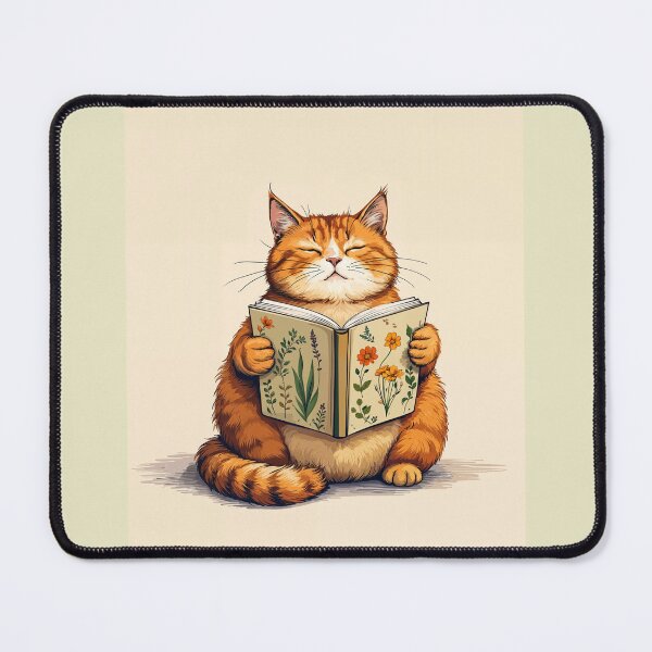 Item preview, Cozy Orange Cat Reading Botanical Book Cottagecore Art designed and sold by store52.