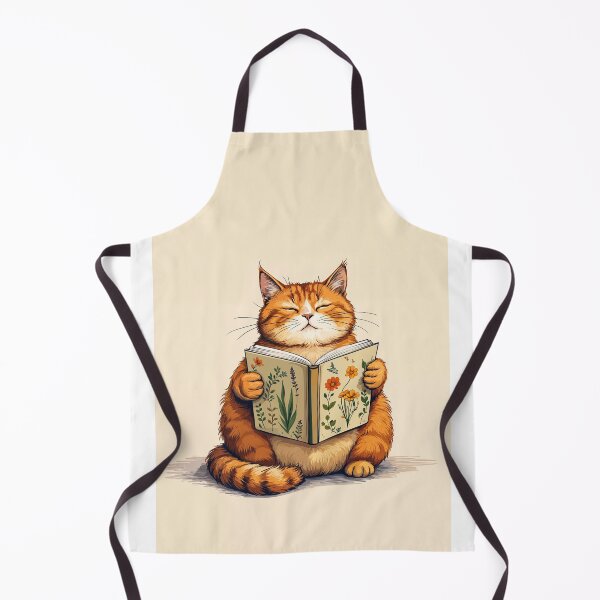 Item preview, Cozy Orange Cat Reading Botanical Book Cottagecore Art designed and sold by store52.
