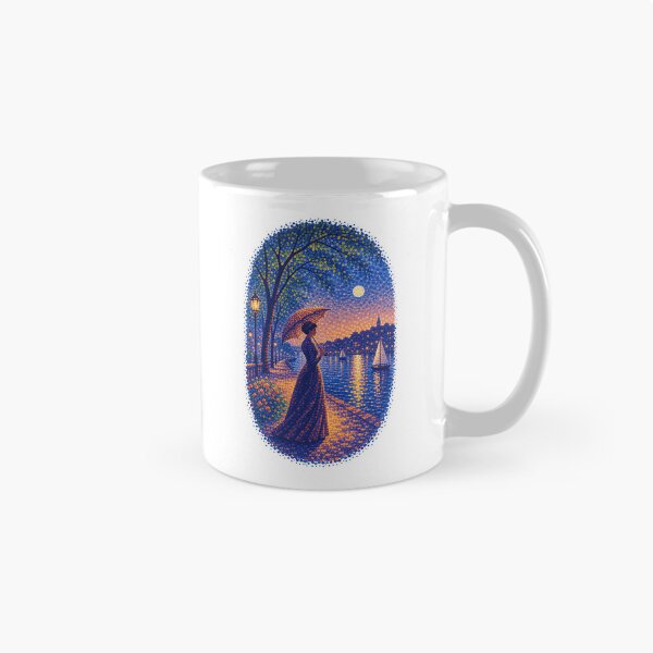 Item preview, Georges Seurat Inspired Pointillist Moonlit Riverside Woman designed and sold by JackCurtis1991.