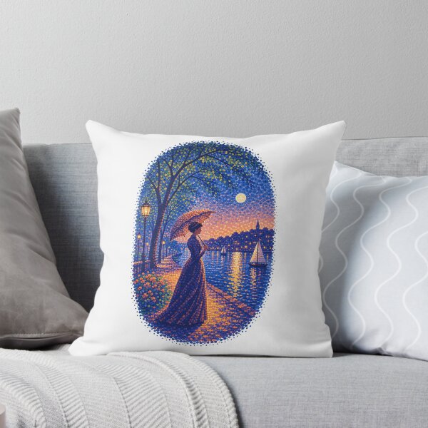 Item preview, Georges Seurat Inspired Pointillist Moonlit Riverside Woman designed and sold by JackCurtis1991.
