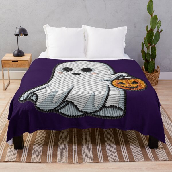 Item preview, Kawaii Ghost Trick or Treat Embroidery Patch Sticker designed and sold by · GAMING SOUL ·.
