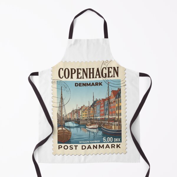 Item preview, Retro Copenhagen Denmark Nyhavn Harbor Travel Stamp designed and sold by k3rstman1.