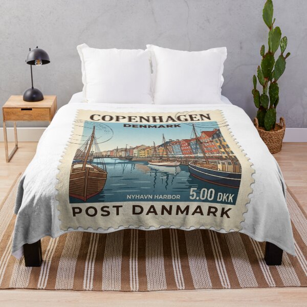 Item preview, Retro Copenhagen Denmark Nyhavn Harbor Travel Stamp designed and sold by k3rstman1.