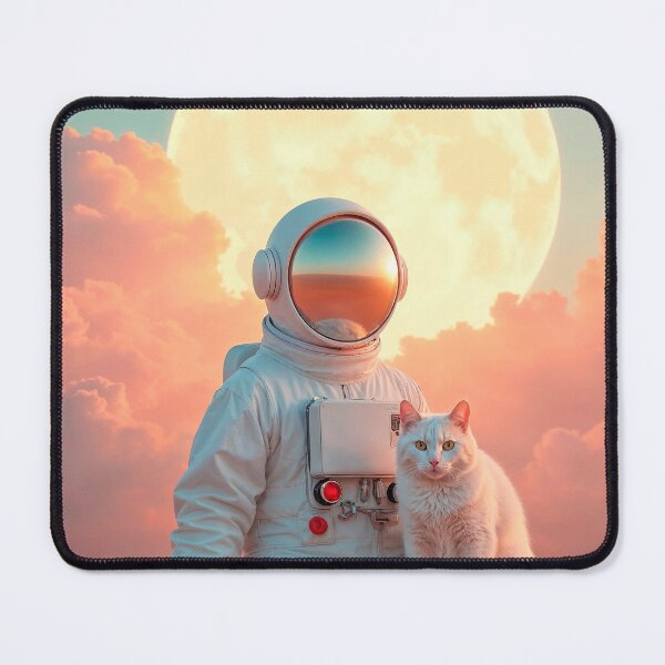 Item preview, Astronaut and White Cat Dreamscape Cosmic Surreal Art designed and sold by store52.