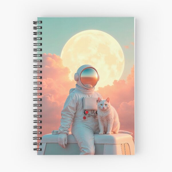 Item preview, Astronaut and White Cat Dreamscape Cosmic Surreal Art designed and sold by store52.