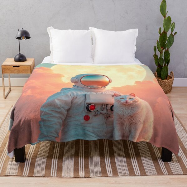 Item preview, Astronaut and White Cat Dreamscape Cosmic Surreal Art designed and sold by store52.