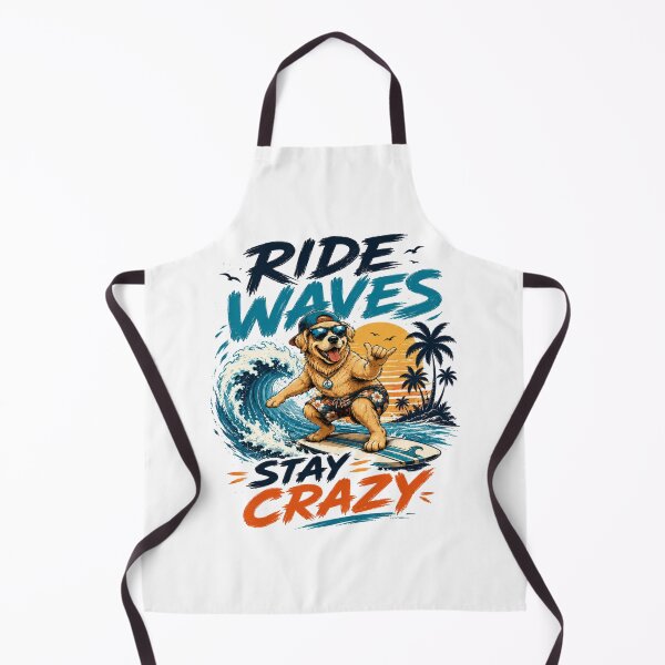 Item preview, Ride Waves Stay Crazy Surfing Dog T-Shirt – Funny Summer Beach Vibes Graphic Tee designed and sold by Artimax-Studio.