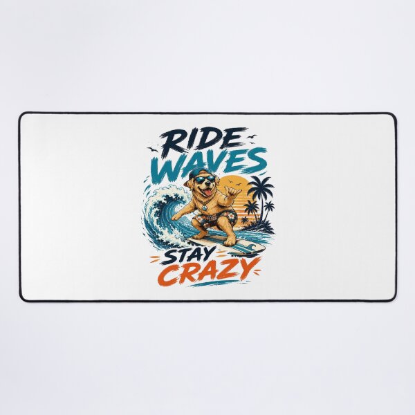 Item preview, Ride Waves Stay Crazy Surfing Dog T-Shirt – Funny Summer Beach Vibes Graphic Tee designed and sold by Artimax-Studio.