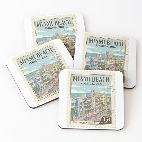 Item preview, Miami Beach Ocean Drive Art Deco Travel Stamp designed and sold by k3rstman1.