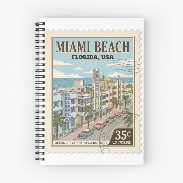 Item preview, Miami Beach Ocean Drive Art Deco Travel Stamp designed and sold by k3rstman1.