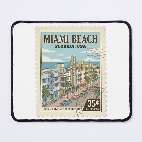 Item preview, Miami Beach Ocean Drive Art Deco Travel Stamp designed and sold by k3rstman1.